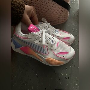 PUMA Womens Rs-X Pop Lace Up Sneakers Shoes Casual Orange, Pink Purple White 8.5